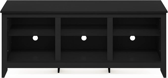 Furinno Jensen TV Stand for TV up to 65 Inch, 2-Tier Black Entertainment Center, TV Console with Cable Management, for Living Room, Bedroom, Dark Americano