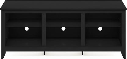 Furinno Jensen TV Stand for TV up to 65 Inch, 2-Tier Black Entertainment Center, TV Console with Cable Management, for Living Room, Bedroom, Dark Americano