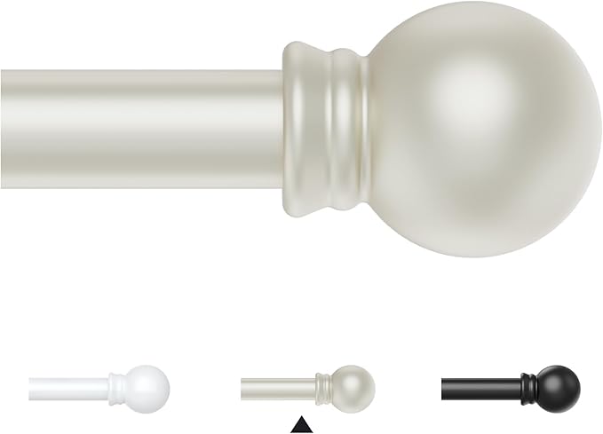 Thestoa Nickel Curtain Rods for Windows 30-46 Inch, 5/8" Stainless Steel Small Curtain Rod for Bedroom, Living Room,Kitchen,Farmhouse