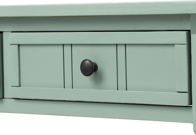 Knocbel Antique Entry Console Table with Drawers & Bottom Open Shelf, Wood Sofa Tables for Entryway Hallway Living Room, 35.43" W x 13.8" D x 30.25" H, Retro Blue