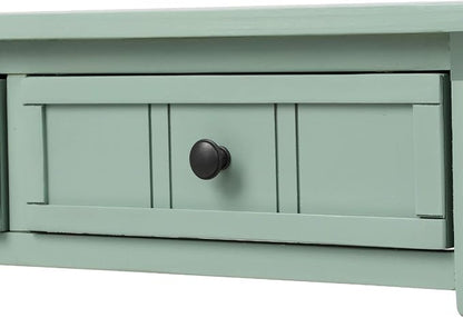 Knocbel Antique Entry Console Table with Drawers & Bottom Open Shelf, Wood Sofa Tables for Entryway Hallway Living Room, 35.43" W x 13.8" D x 30.25" H, Retro Blue