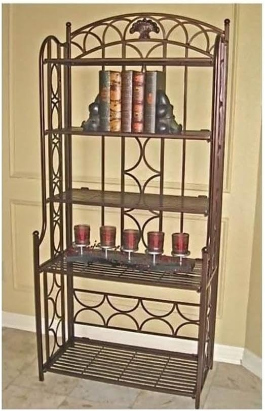 Pemberly Row Iron 5-Tier Bakers Rack in Bronze