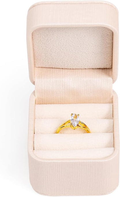 SANQIANWAN PU Leather Wedding Ring Box Jewelry Case for Proposal Engagement Ring Box Jewelry Display Box Gift Box for Birthday and Anniversary (Pearl White-B)