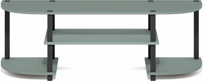 Furinno Turn-S-Tube TV Stand, 3-Tier Entertainment Center for TV up to 55 Inch, TV Console with Round Corner and Open Shelves, for Living Room, Bedroom, Sage Green