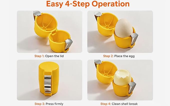 Handheld Egg Shell Opener, Eggshell Separator and Cutter, Food Grade PP Stainless Steel Egg Topper Cutter for Chicken Duck Eggs, Portable Lightweight Kitchen Gadget for Home Cooking Baking (yellow)
