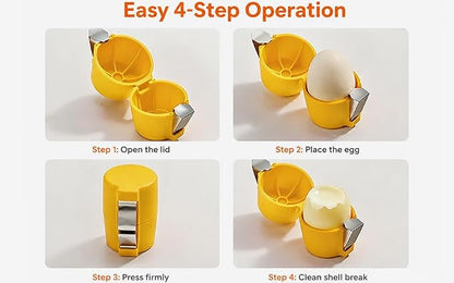 Handheld Egg Shell Opener, Eggshell Separator and Cutter, Food Grade PP Stainless Steel Egg Topper Cutter for Chicken Duck Eggs, Portable Lightweight Kitchen Gadget for Home Cooking Baking (yellow)