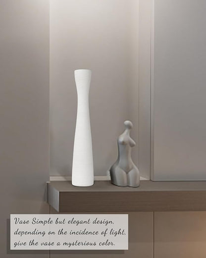 Tall White Vase 16 Inch Skinny Flower Vases, Handmade Ceramic Vase Modern Minimalist Style for Living Room, Home, Office, Centerpiece,Table, Wedding Party