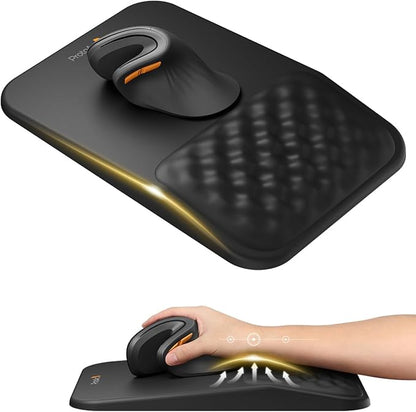 ProtoArc MP50 Ergonomic Mouse Pad with Wrist Rest, PU Leather Mousepad with Soft Memory Foam and Non-Slip PU Base for Pain Relief, Desk, Home, Office, 12x8 Inches, Black (Mouse Not Included)
