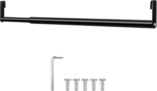 Threehoney Expandable Closet Rod for Wire Shelf Hanging Clothes Adjustable Heavy Duty Closet Hanging Rod Extender Heavy Duty Hanger Bar Metal Poles for Wardrobes Hanger, 1 Pack (32-54 Inch,Black)