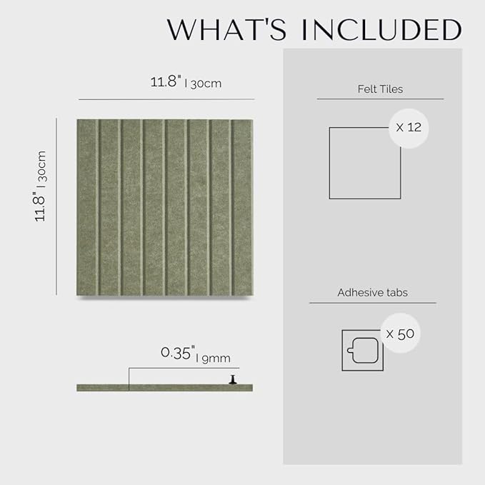 Large Bulletin Board 48x36- Office Wall Organizer, Replace Your Old Cork Boards for Walls for Office Decor -12-Pack Felt Wall Panels to Use in Home Office Decor, Classroom Decor (Khaki Green)