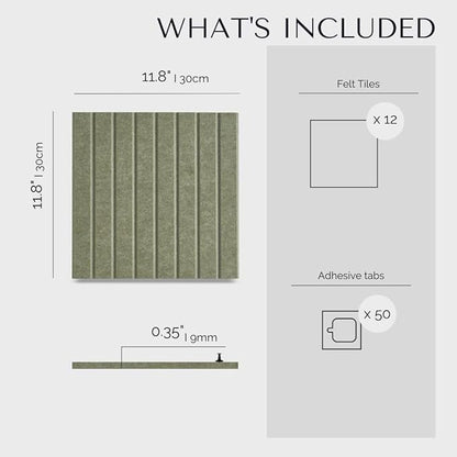 Large Bulletin Board 48x36- Office Wall Organizer, Replace Your Old Cork Boards for Walls for Office Decor -12-Pack Felt Wall Panels to Use in Home Office Decor, Classroom Decor (Khaki Green)