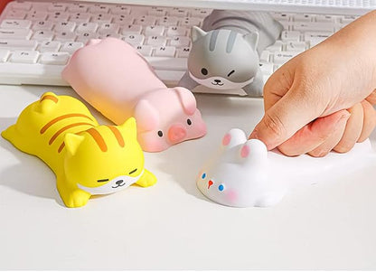 Cityhermit Cute Wrist Rest Support for Mouse Computer Arm Rest for Desk Ergonomic Kawaii Office Supplies Slow Rising PU Mouse Pad (White Rabbit-2pcs)
