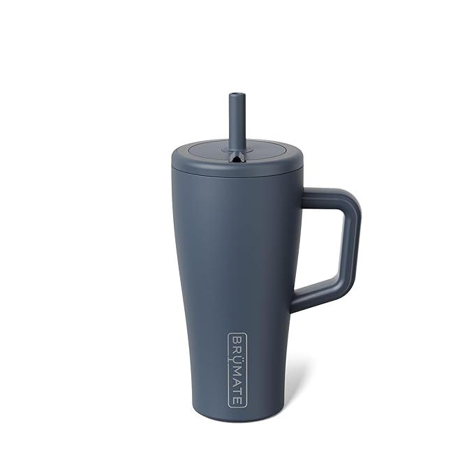 BrüMate Era 20 oz Tumbler with Handle and Straw | 100% Leakproof Insulated Tumbler with Lid and Straw | Made of Stainless Steel | Cup Holder Friendly Base | 20oz (Nightfall Blue)