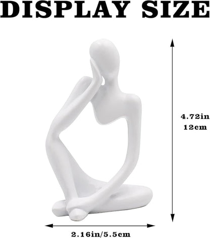 Thinker Statues and Sculptures, Resin Thinker Statue Ornaments, Abstract Style Sculptures, Housewarming Gifts, Housewarming Decorations, Living Room Dining Desk Decorations (White Right, Small)