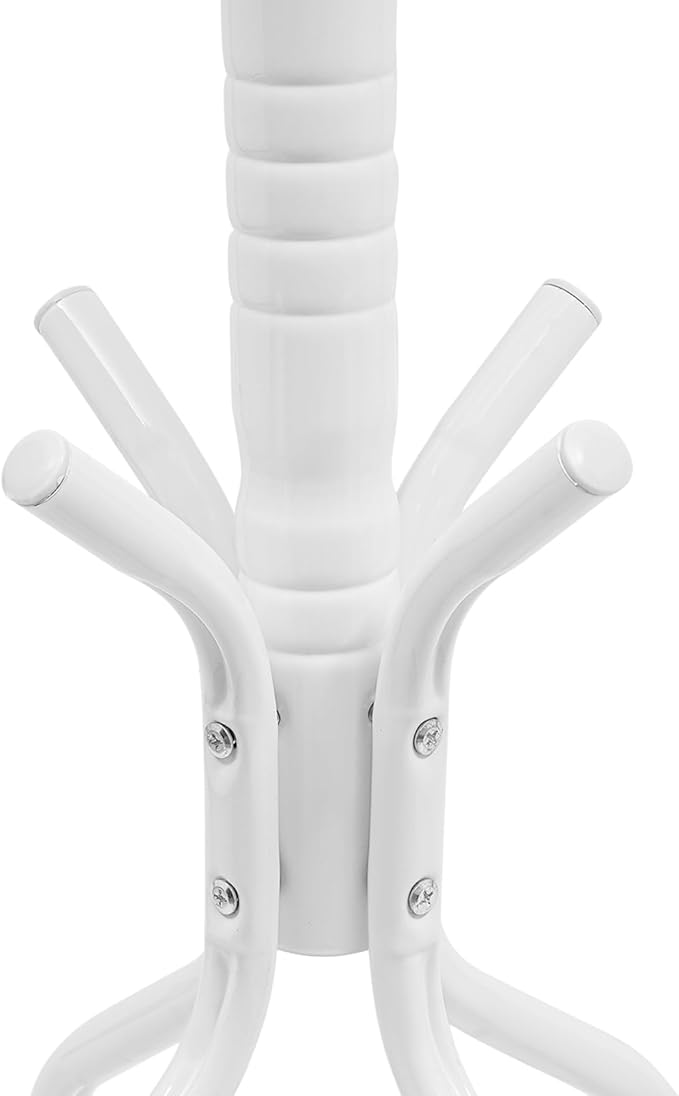 72.8in Coat Rack Freestanding 12 Hooks Coat Tree with Umbrella Holder Metal Modern Coat Hanger Stand for Entryway, Purse Rack Hat Rack Stand for Living Room Bedroom Office (White)