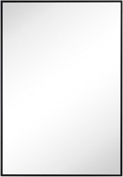TEHOME 16.5'' x 24'' Black Recessed and Surface Mount Bathroom Medicine Cabinet with Mirror Matt Black Square Cornered Metal Framed Rounded Rectangle Medicine Cabinet Mirror