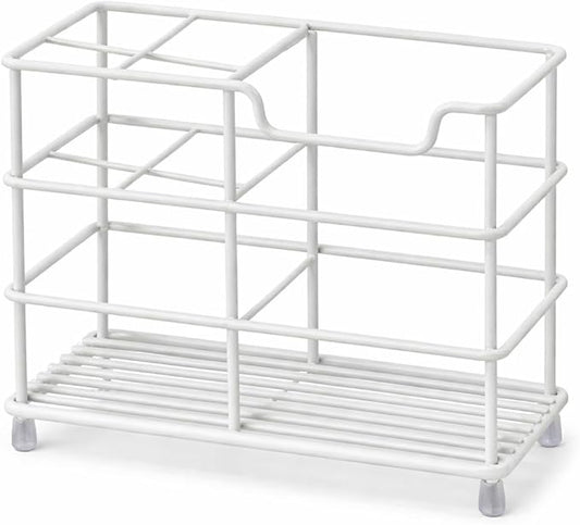 Urbanstrive 304 Stainless Steel Bathroom Toothbrush Holder Toothpaste Holder Stand Bathroom Accessories Organizer (White, Small)