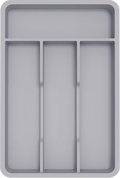 Lifewit Silverware Drawer Organizer Tray, Plastic Cutlery Storage for Kitchen, Flatware and Utensil Holder Divider for Spoons Forks Knives Tableware, 7.8 x 12.4", 4 Slots, Gray