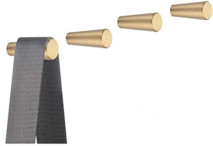 YANGQIHOME Pack of 4, Gold Brass Decorative Wall Hooks Towel Hook, Coat Hook Hangers Wall Mounted (Conical)