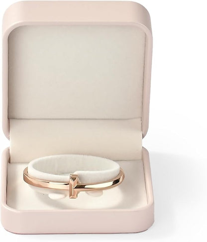 Leather Bracelet Gift Box Bangle Holder Jewelry Gift Box Velvet Interior Jewellry Storage Case for Proposal Engagement Wedding Day Valentine's Day (Pink)