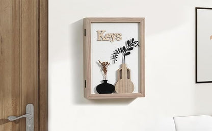 Key Holder Wall Mount Key Holder for Wall, Rustic Vase Key Hooks for Wall Key Hanger with 6 Hooks, Key Storage Box Key Cabinet Key Organizer Key Rack for Home Decor Office Entryway Gift