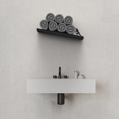 Artori Floating Toilet Paper Shelf Storage - Bathroom Wall Decorations, Tilted Wall Toilet Paper Holder, Mounted Toilet Decor Organizer for Tissue Rolls, Wipes, Towels, & More - Sisyphus Black