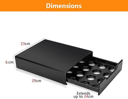 K-Cup Coffee Pods Holder, Coffee Pod Storage Drawer for Nespresso Capsules, k cup and Dolce Gusto, Organizer 20 Pod Capacity, Black