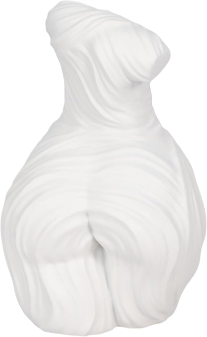 Decorative Home and Office Statue – Polyresin Ribbed Torso Sculpture for Living Room, Bathroom, or Coffee Table Decor – Timeless Shelf Ornament Blending Artistic Beauty and Modern Style – 11" White