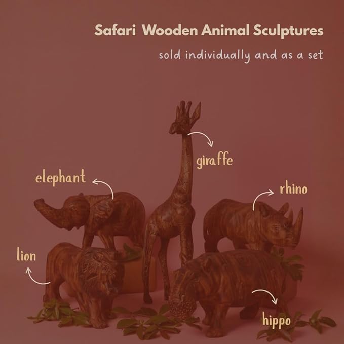 Large Wood Hippo Sculpture, Statues, Animal Figurines, Home Decor Accents, Living Room, Office, Desk, Coffee Table, Book Shelf, Hand Carved, African, Brown