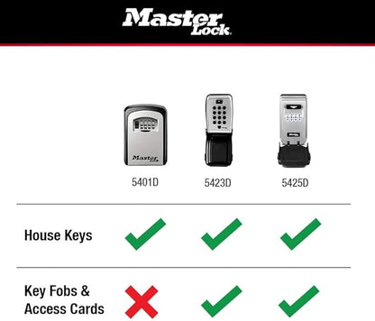 Master Lock Set Your Own combination Wall Mount Lock Box, 5 Key capacity, Black 5401EC