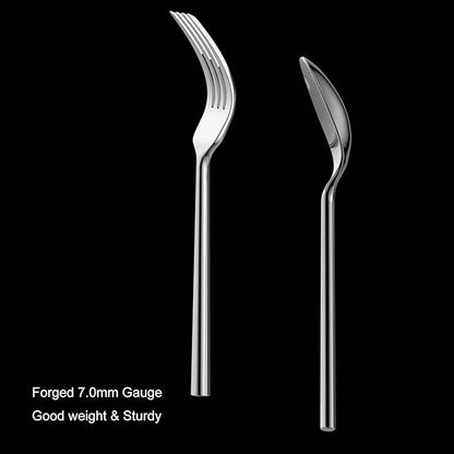 Alata Potter 45-Piece Forged Stainless Steel Flatware Set Cutlery Set,Service for 8,Silver Finish,Dishwasher Safe