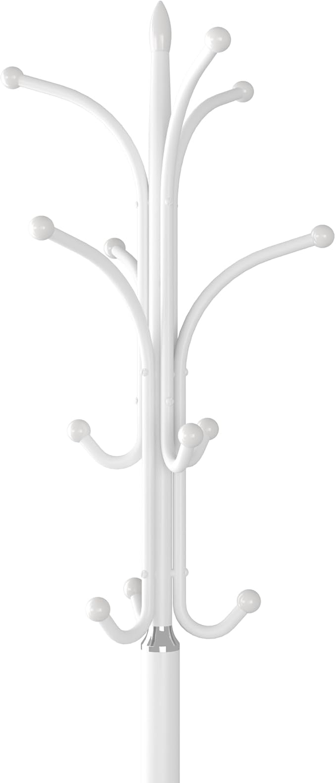 HOMEFORT Coat Rack Stand, Freestanding Coat Tree with Natural Marble Base, Metal Hall Tree with 12 Hooks for Hanging Hat, Clothes, Bag, Entryway Storage Organizer, White