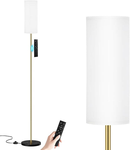 Ambimall 64'' Floor Lamps for Living Room with Remote Control and Stepless Dimmable Colors Temperature & Brightness, Gold Standing Lamp with Black Marble Base