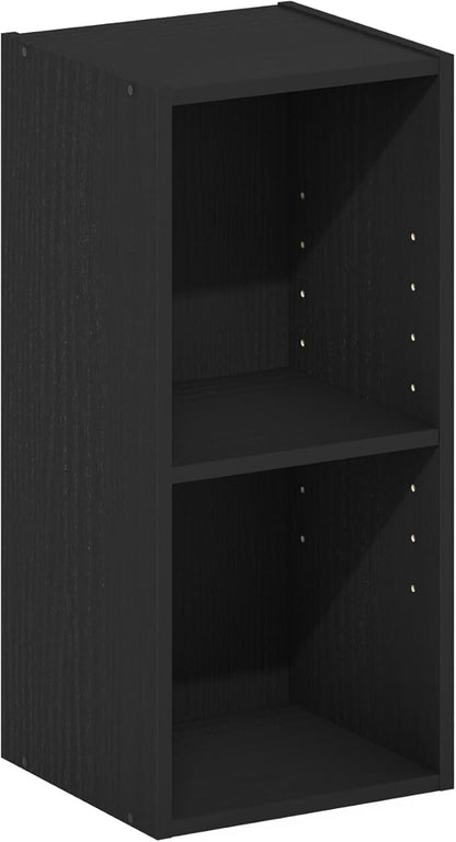 Furinno Fulda Book Shelf, 2-Tier Narrow Bookshelf, Bookcase with 10-in Width Storage Shelf, 9.3 x 9.8 x 21.2, for Living Room, Bedroom, Home Office, Blackwood