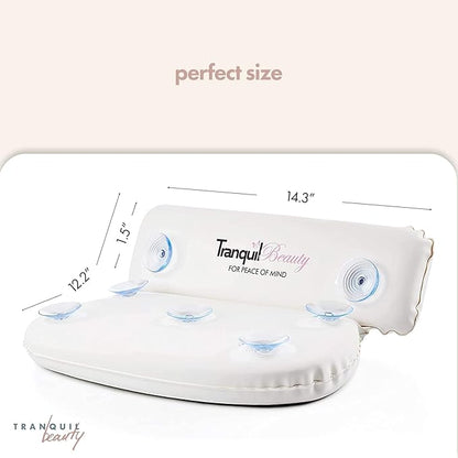 TranquilBeauty Bath Pillow, White, PVC, Pain Relief, 7 Suction Cups - Ergonomic Head & Back Support, Luxury Spa Experience, Waterproof Design, Ideal for Elderly & Children