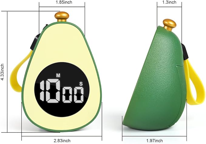 Avocado Digital Countdown Timer, Cute Kitchen Gadget, Adjustable Volume Timer for Cooking and Baking, One-Button Design, 99-Minute, Use AAA Battery, Portable Digital Timer, Home Kitchen Tool