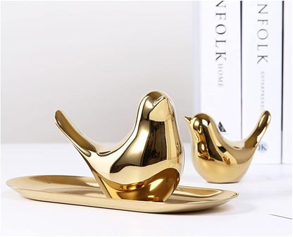 Fannuoncc Small Animal Birds Statues Home Decor Modern Style Gold Decorative Ornaments for Living Room, Bedroom,Cabinets, Office Desktop (2 Pack)