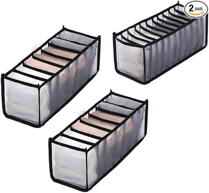 3 Pack Drawer Organizer for Underwears, Sock,Tie Foldable Closet Organizer Drawer Soft Fabric Dresser Drawer Divider Bins for Underwear Socks Ties(3PCS Underware+Socks)