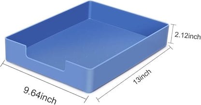 Letter-Size Tray, Desk Drawer Organizer, A4 Plastic Paper Tray for Office, School, Home Storage, and Storage Containers for Gift Wrap, and Crafts (Blue)