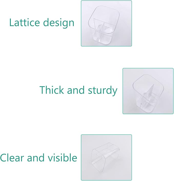 Acrylic Clear 3 Slots Pencil Pen Holder for Desk, Desktop Makeup Brush Storage Organizer Pen Cup Stand for Office School Home