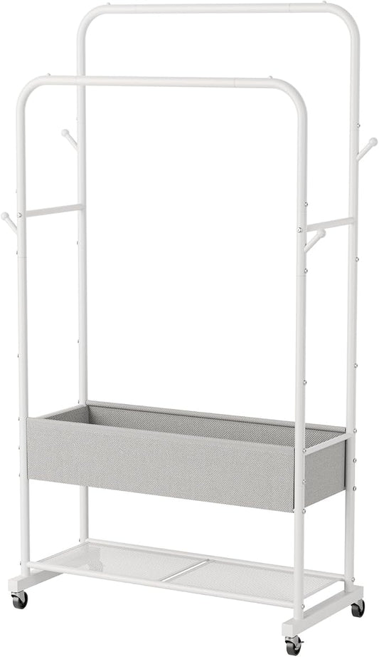 Golpart Clothes Garment Coat Rack Drying Clothing Racks Metal Freestanding for Hanging Clothes Portable Closet for Laundry Bedroom White