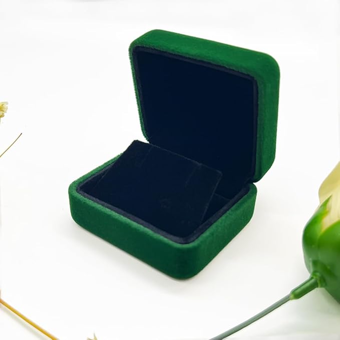 GBYAN 2 Pieces Velvet Earring Box,Stud Earring Gift Box,Jewelry Display Case for Proposal,Engagement,Wedding and Birthday,Green