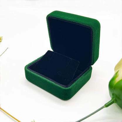 GBYAN 2 Pieces Velvet Earring Box,Stud Earring Gift Box,Jewelry Display Case for Proposal,Engagement,Wedding and Birthday,Green