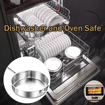 Tri-Ply Stainless Steel 8 Quarts Sauté Pan with Lid,13 Inch Induction Deep Frying Pan,Large Skillet, Dishwasher And Oven Safe,Detachable Handle