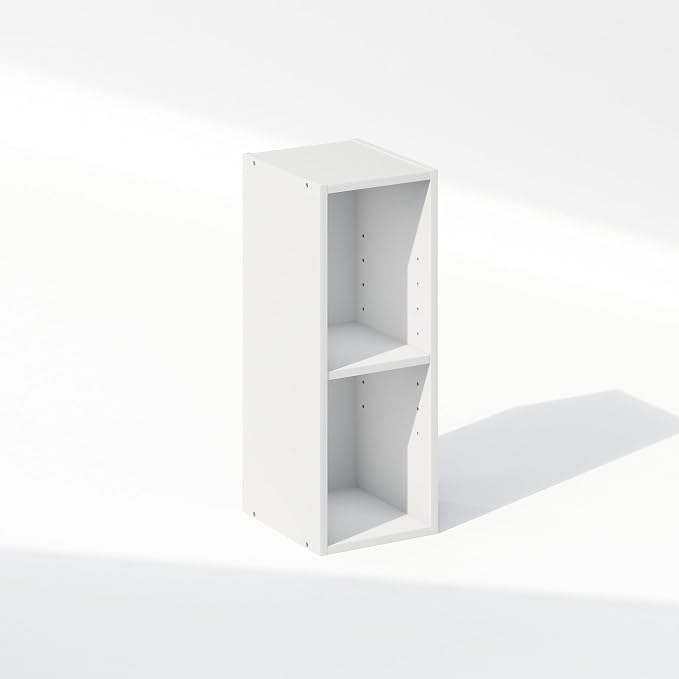 Furinno Reed 2-Tier Closet Organizers and Storage, Closet Organizer, Open Shelf Closet Storage, for Wardrobe, Bedroom, Living Room, 8-Inch Width, White