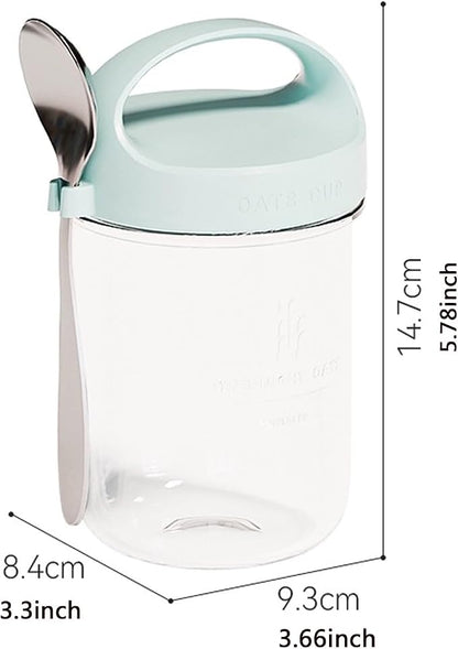 2Pack Overnight Oats Containers with Lids and Handle,14 oz Airtight Oatmeal Container,Mason Jars with Lid for Cereal,Milk,Fruit,Yogurt,On The Go Container,Salad Jars,Glass Jars (Blue)