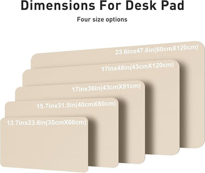 Aothia Faux Leather Desk Mat – Large Mouse Pad, Non-Slip PU Leather Blotter, Waterproof Writing Surface for Office and Home (Beige, 47.2" x 23.6")