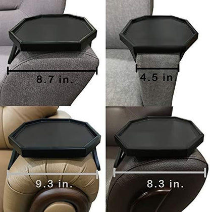 Sofa Arm Clip Table, Armrest Tray Table, Drinks/Remote Control/Snacks Holder (Plastic, Black) …