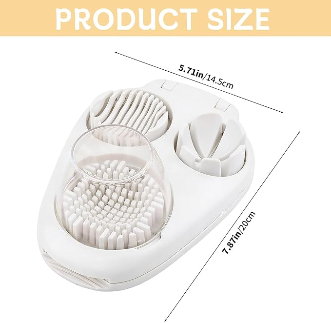 3-in-1 Egg Slicer for Hard Boiled Eggs, Multipurpose 3-Way Cutter with 3 Slice Modes, Heavy Duty Stainless Steel Chopper Tool for Strawberry, Mushroom, Grape, Cherry Tomato(COLOR:White)