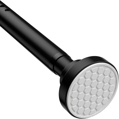 MEXAU Black Tension Curtain Rod 40-148 Inch Long Tension Rod 1.26" Spring Tension Curtain Rod Adjustable Curtain Rods No Drilling Tension Shower Rod Curtain Tension Rod for Bathroom Windows Doorways